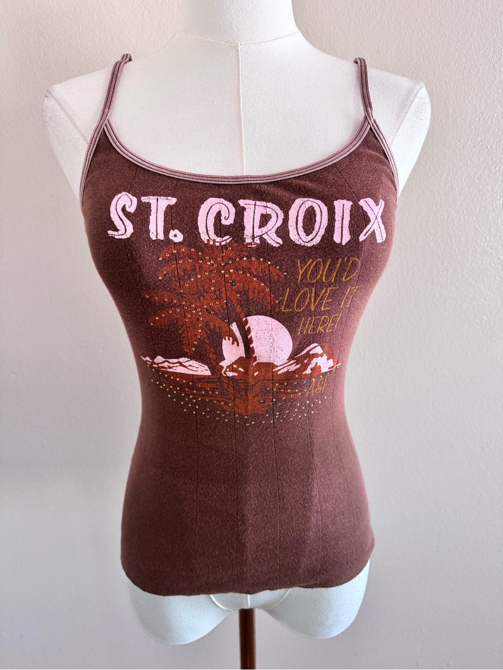 Vintage 90s Abercrombie & Fitch Spaghetti Strap “St. Croix” Tank - 100% Cotton